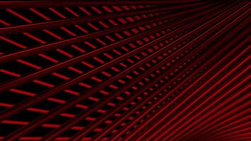 Crossed abstract red metal 3D stripes flowing on a black background, seamless loop. Motion. Optical illusion with metal grid material. video