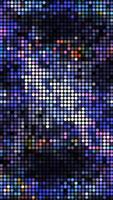 Purple pixelated background imitating digital waterfall, seamless loop. Design. Glowing pattern with blurred stripes and moving particles. video