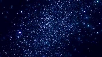 Cloud of glowing cosmic flow particles. Design. Lot of luminous particles are moving in cosmic stream. Cloud of stars or cosmic particles in space video
