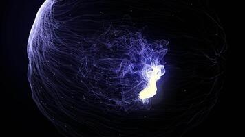 Black background. Motion. Bright violet rays of magic in abstraction shine and waver on a dark background. video