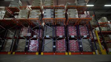 UK, LONDON - December, 2021. Huge boxes.Creative. Storage of orders in which there are huge boxes very evenly and by numbers on special racks. video