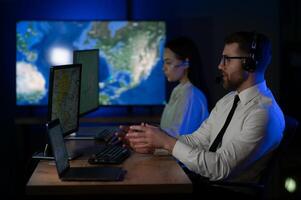 Dispatching support centers for freight transportation. Logistics and navigation of cargo delivery photo