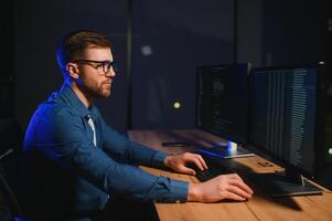 programmer working at desk in office photo