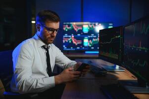 Financial Analysts and Day Traders Working on a Computers with Multi-Monitor photo