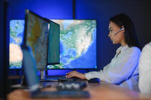 Dispatching support centers for freight transportation. Logistics and navigation of cargo delivery photo