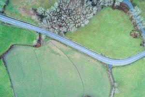 drone aerial top view of a road in a rural area of northern Portugal photo