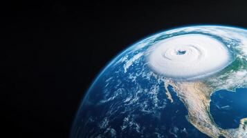 3D global view of Earth during La Nina, focusing on enhanced hurricane activity and cooler sea temperatures in the Pacific photo