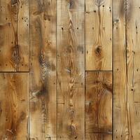 Detailed close-up of rustic wooden planks with natural grain and knots, perfect for backgrounds, textures, and vintage design themes. photo