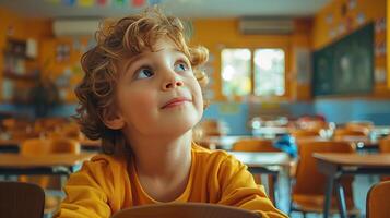 Education concept with a schoolchild receiving instruction and socializing photo