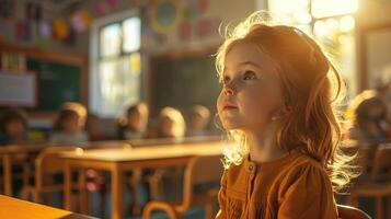 Education concept with a schoolchild receiving instruction and socializing photo