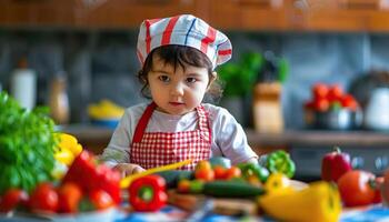 a child participating in a cooking class photo