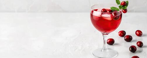 A sophisticated Cranberry Sangria in a sleek photo