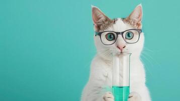 Portrait photography of a cute cat little professional, smiling cute cat little Nurse Practitioner with a stethoscope, , on plain pastel Pale Blue color background, editorial style photo