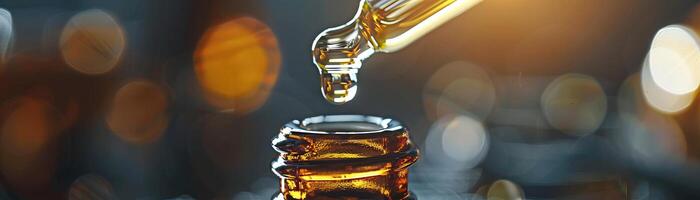 Closeup of a dropper bottle with herbal extract. photo