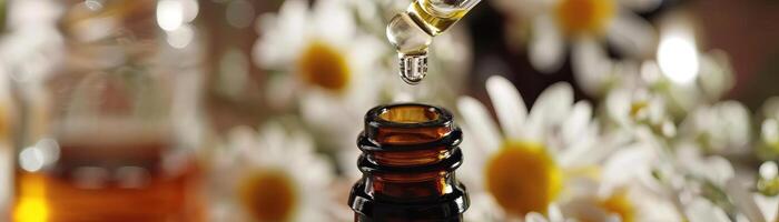 Closeup of a dropper bottle with herbal extract. photo