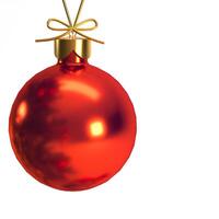 Christmas red ball close up isolated on white background with copy space, Merry Christmas or New Year's Eve concept background. 3d render. photo