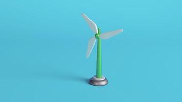 3D Illustration of Wind Turbine on Blue Background photo