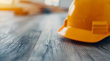 Construction Tools Laid Out on Wooden Surface Ready for Work photo
