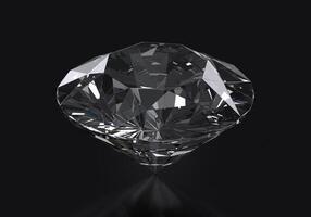 Dazzling diamond with reflection on black background photo