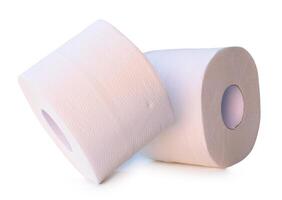 White tissue paper rolls in stack isolated on white background with clipping path photo