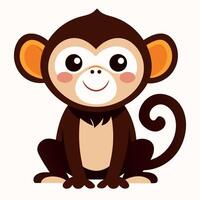 Capuchin Monkey lies kawaii vector
