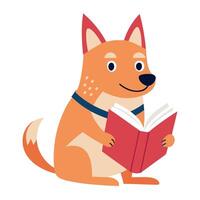 Carolina Dog reading kawaii vector