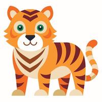 Caspian Tiger sits kawaii vector