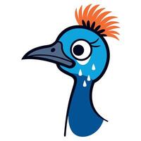 Cassowary bird cries kawaii vector