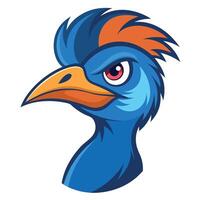 Cassowary bird angry kawaii vector