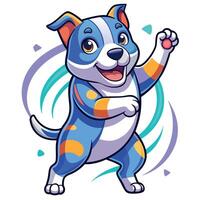Catahoula Bulldog dog dancing kawaii vector