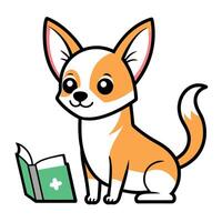 Chihuahua dog learns kawaii vector