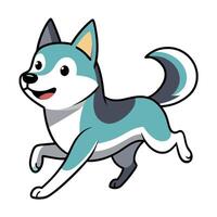 Chusky dog runs kawaii vector