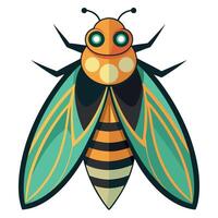Cicada bug goes kawaii vector