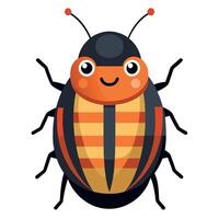 Cigarette Beetle bug reading kawaii vector