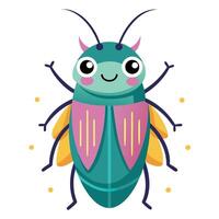 Click Beetle bug goes kawaii vector