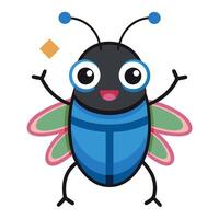 Click Beetle bug learns kawaii vector