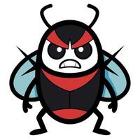 Click Beetle bug angry kawaii vector