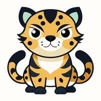 Clouded Leopard stands kawaii vector