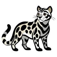 Clouded Leopard walks kawaii vector