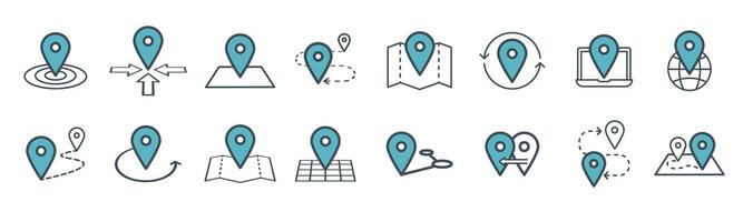 Map pins related icon set. symbols on a white background. Simple pictograms vector