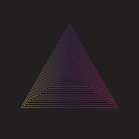 Concentric contour triangles colorful on black background. illustration. vector