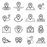 Map pins related icon set. symbols isolated on a white background. Simple pictograms vector