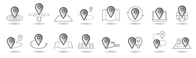 Map pins related icon set. symbols on a white background. Simple pictograms vector