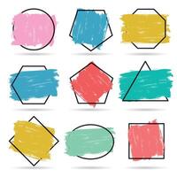 Set of modern abstract banners. Brush of different colors with black outline design - vector