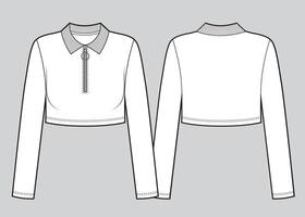 Crop basic long sleeve with the zipper clasp. vector