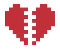 Pixel broken heart, flat art vector