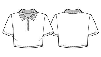 Crop basic t shirt with the zipper clasp. vector
