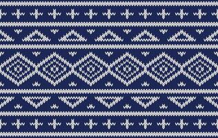 Knitted pattern seamless fabric blue color tone. traditional knitted pattern ethnic style. Designed for background ,wallpaper ,carpet ,clothing ,knitted pattern ,fabric ,pixel art ,textile vector