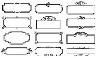 illustration set of decorative vintage frames isolated. Art design border labels. Blank frames template. Graphic retro element vector