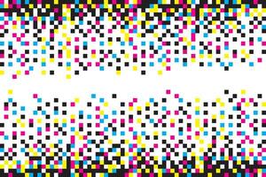 Pixel CMYK and White Seamless Pattern. Pixel abstract mosaic background, illustration for website, card, poster. vector